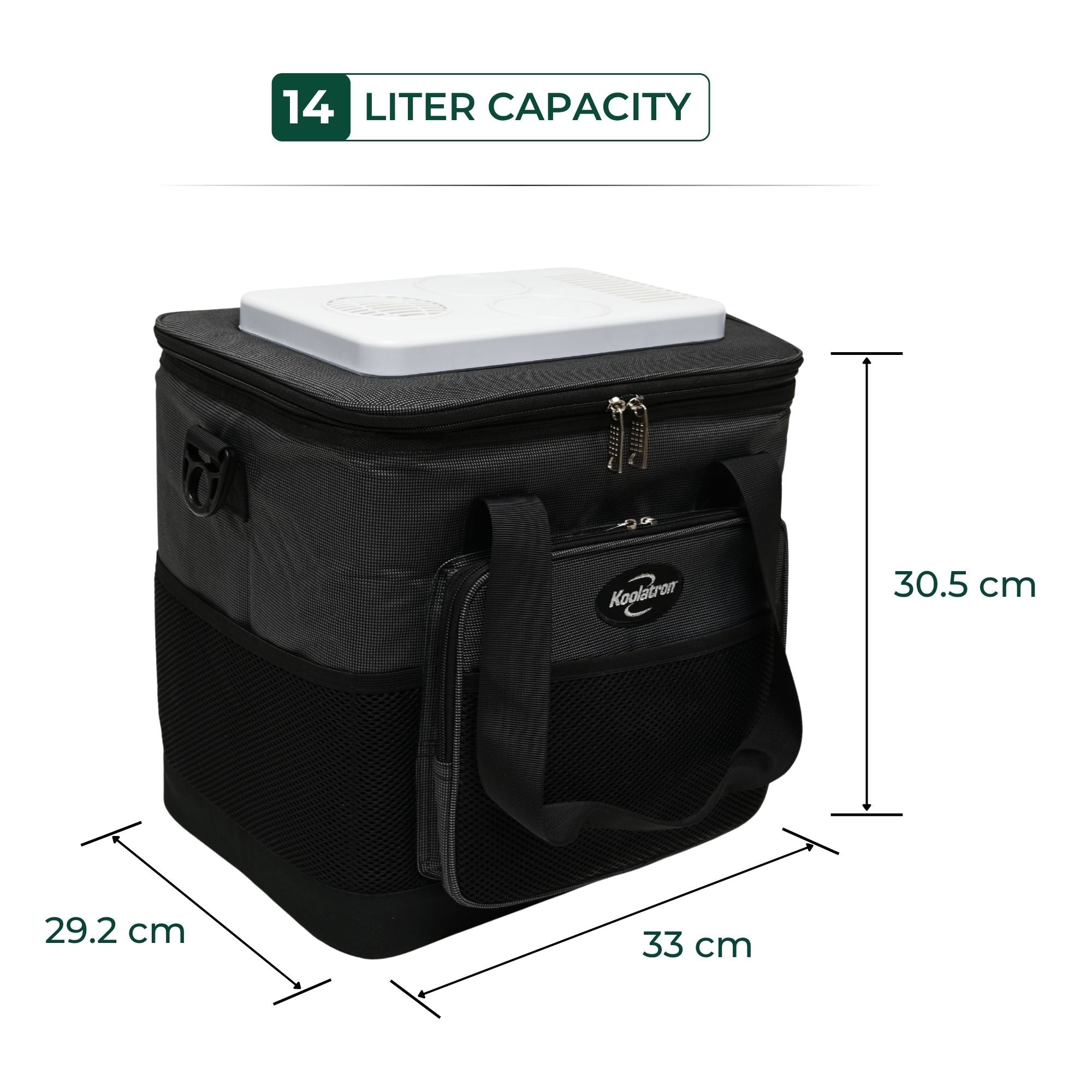 Koolatron 12V Electric Cool Bag 13L Portable Car Fridge, Thermoelectric Soft Cool Box with Adjustable Strap, Foldable Iceless Cool Bag for Car, Caravan & Camping Travel
