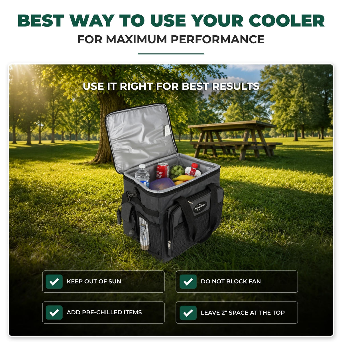 Koolatron 12V Electric Cooler Bag 25L Portable Car Fridge, Thermoelectric Soft Cooler with Adjustable Strap, Foldable Iceless Cooler Bag for Car, Camping, Travel