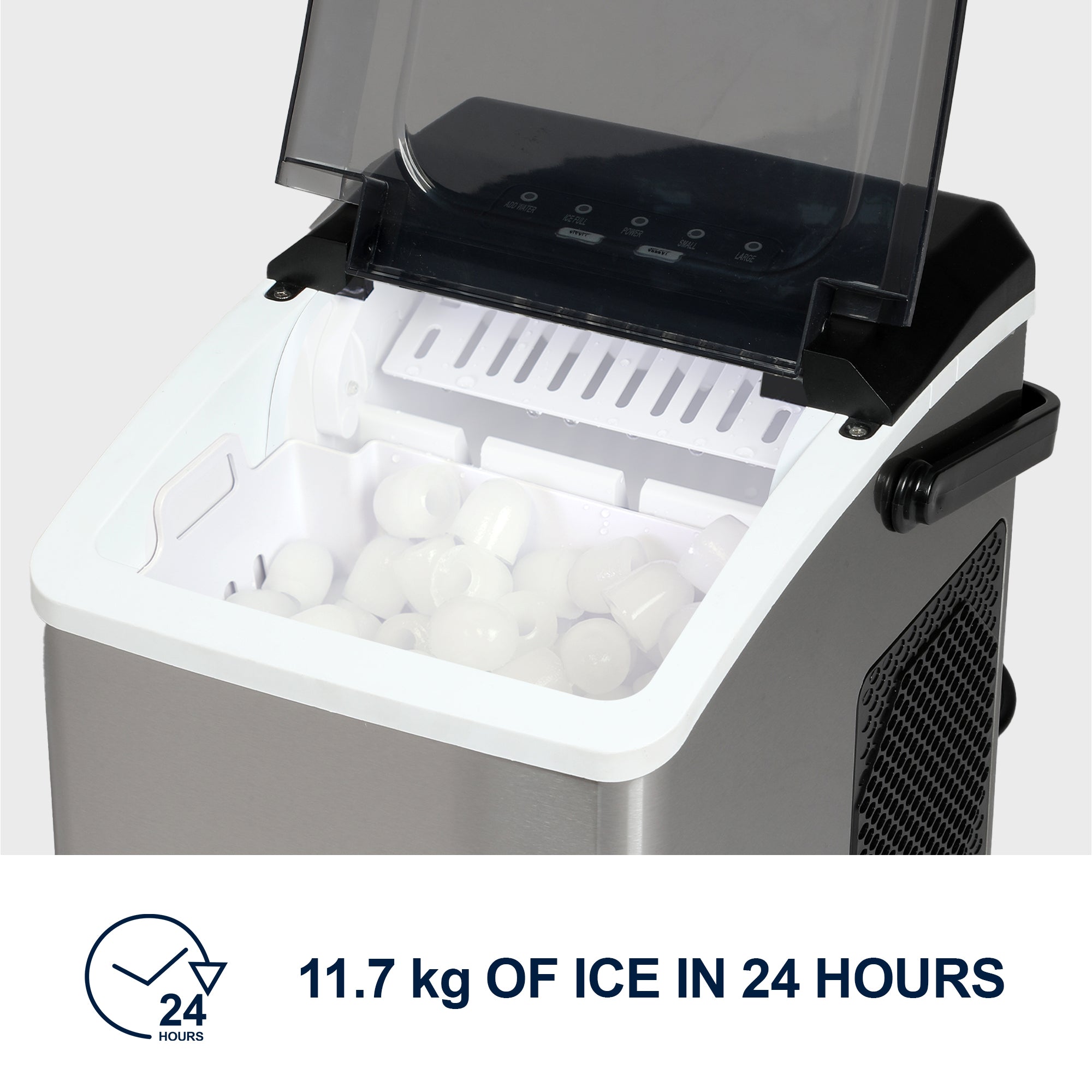 Koolatron Ice Maker | 11.7KG Countertop Ice Maker Machine | Ice Machine for Commercial Home Bar Office Kitchen Appliances | Nugget Ice Maker | Ice Scoop and Basket | Stainless Steel