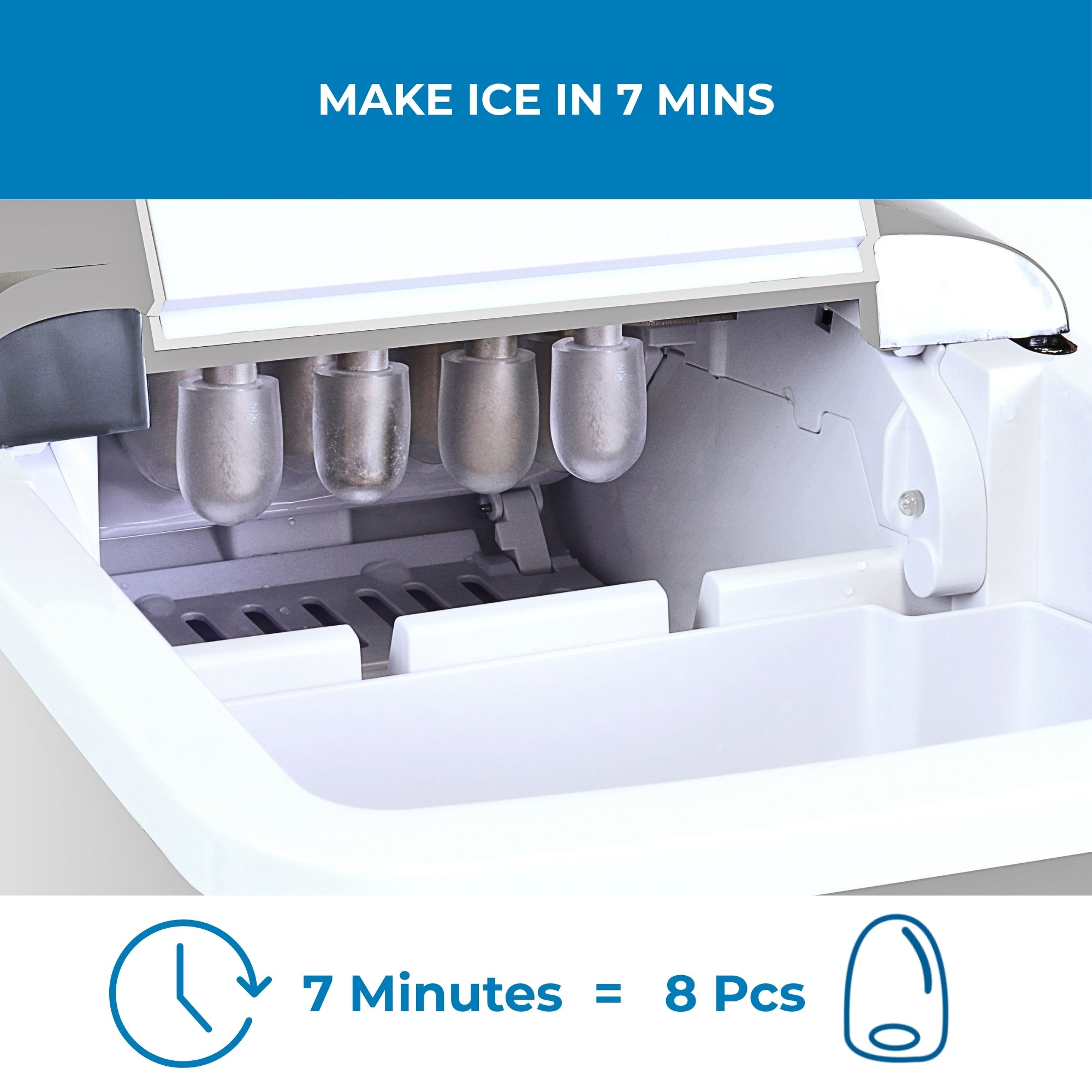 Koolatron Countertop Ice Machine | Portable Ice Maker | 12 kg of ice each day | 8 Ice Cubes Ready in 7 mins | 2 Sizes Of Ice Pellets | Ice Scoop & Basket Included | Self-Cleaning | White