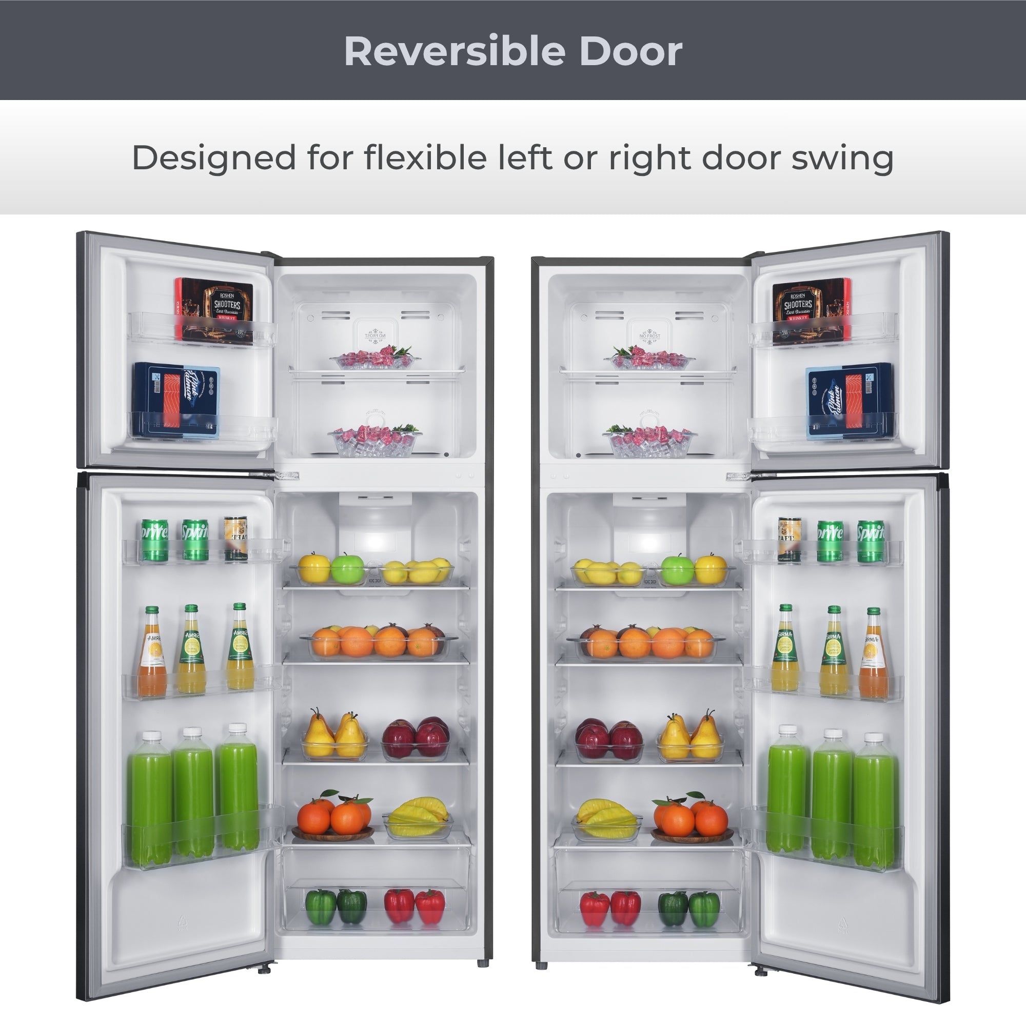 Kenmore 247L Top Mount Refrigerator Frost Free Stainless Steel Look Fridge Freezer Reversible Door LED Lighting Multi Air Flow 3.5 Star Energy AU