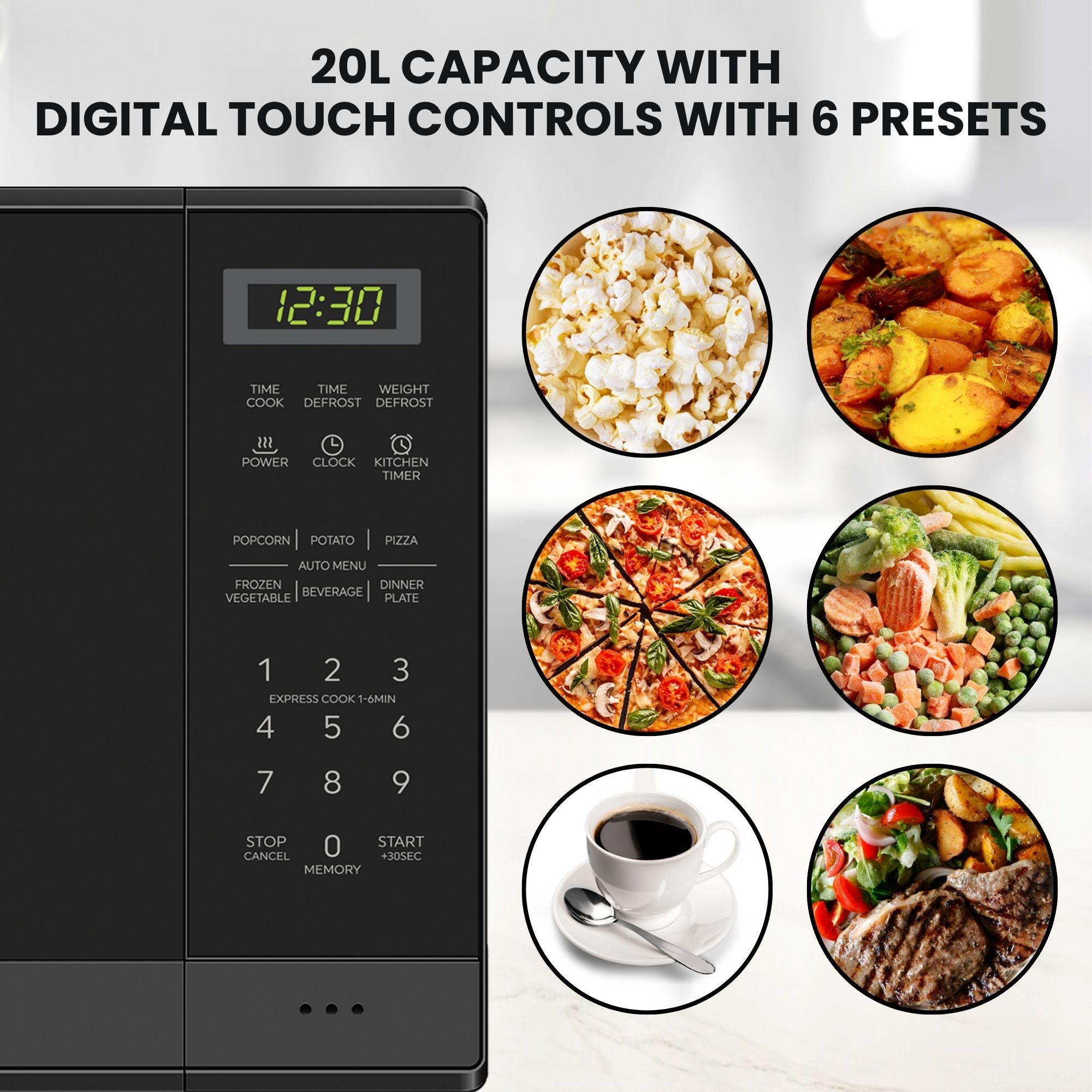 Total Chef 700W Microwave Oven 20L Black