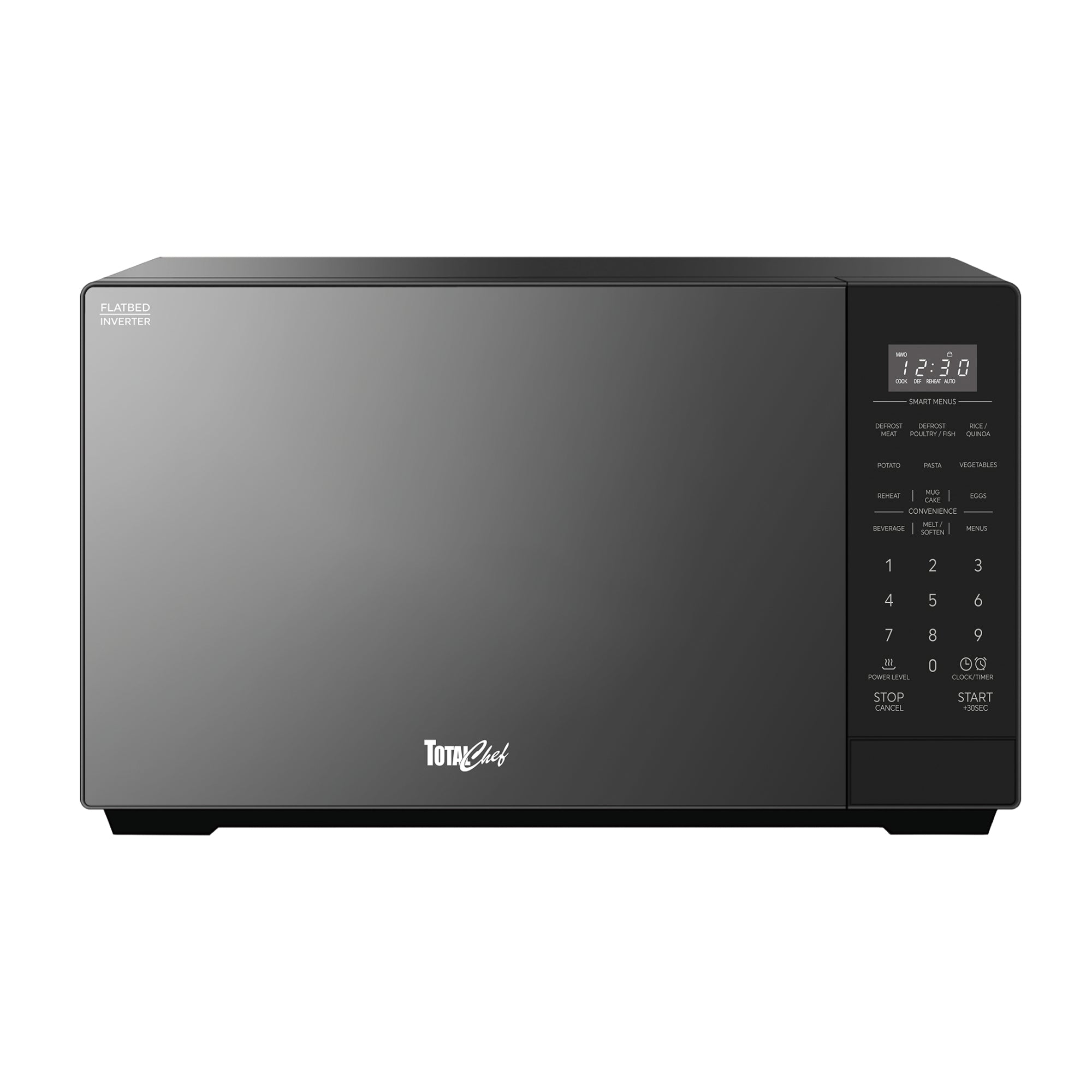 Total Chef 900W Flatbed Inverter Microwave Oven 26L, Black