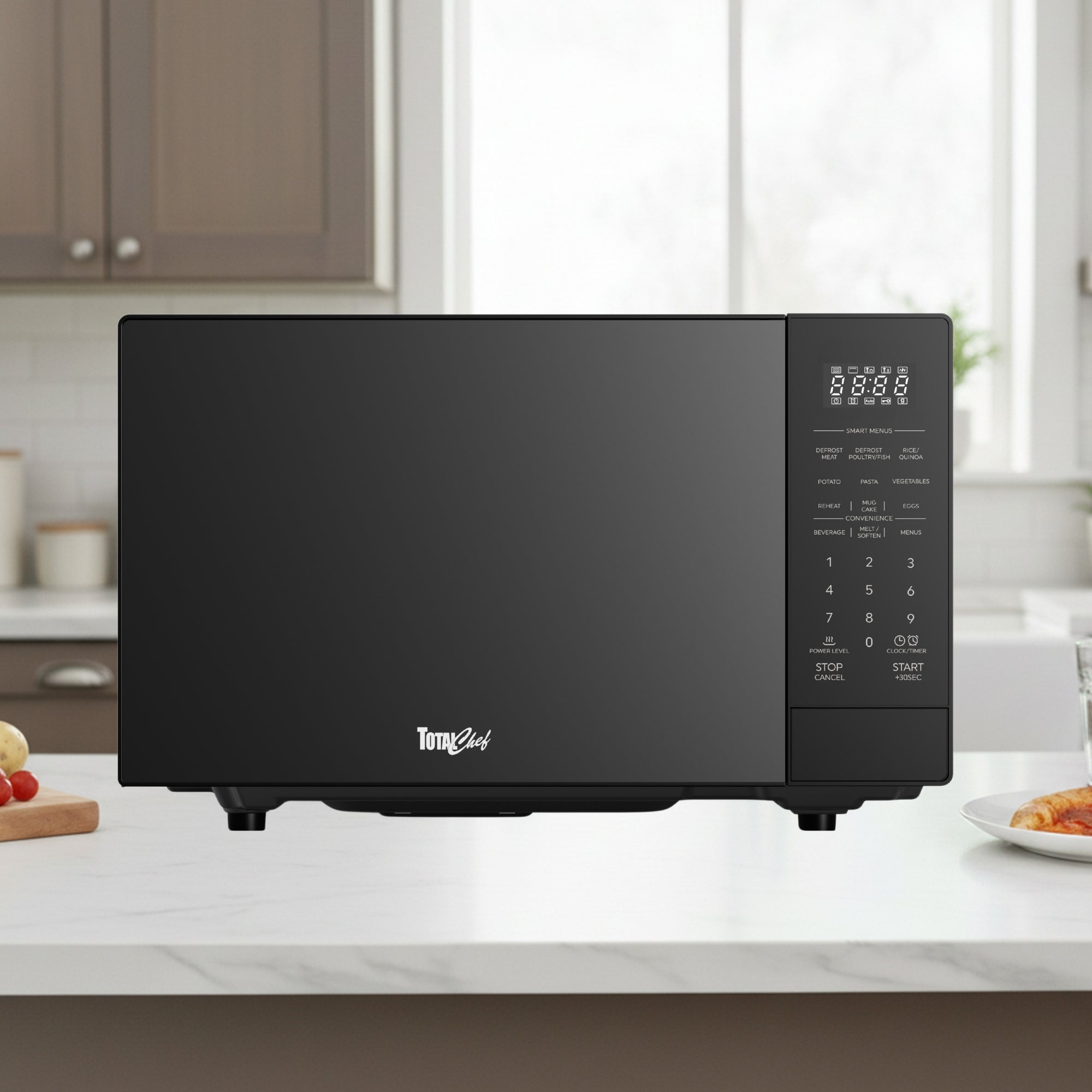 Total Chef 1200W Flatbed Inverter Microwave Oven with Smart Sensor 32L, Black