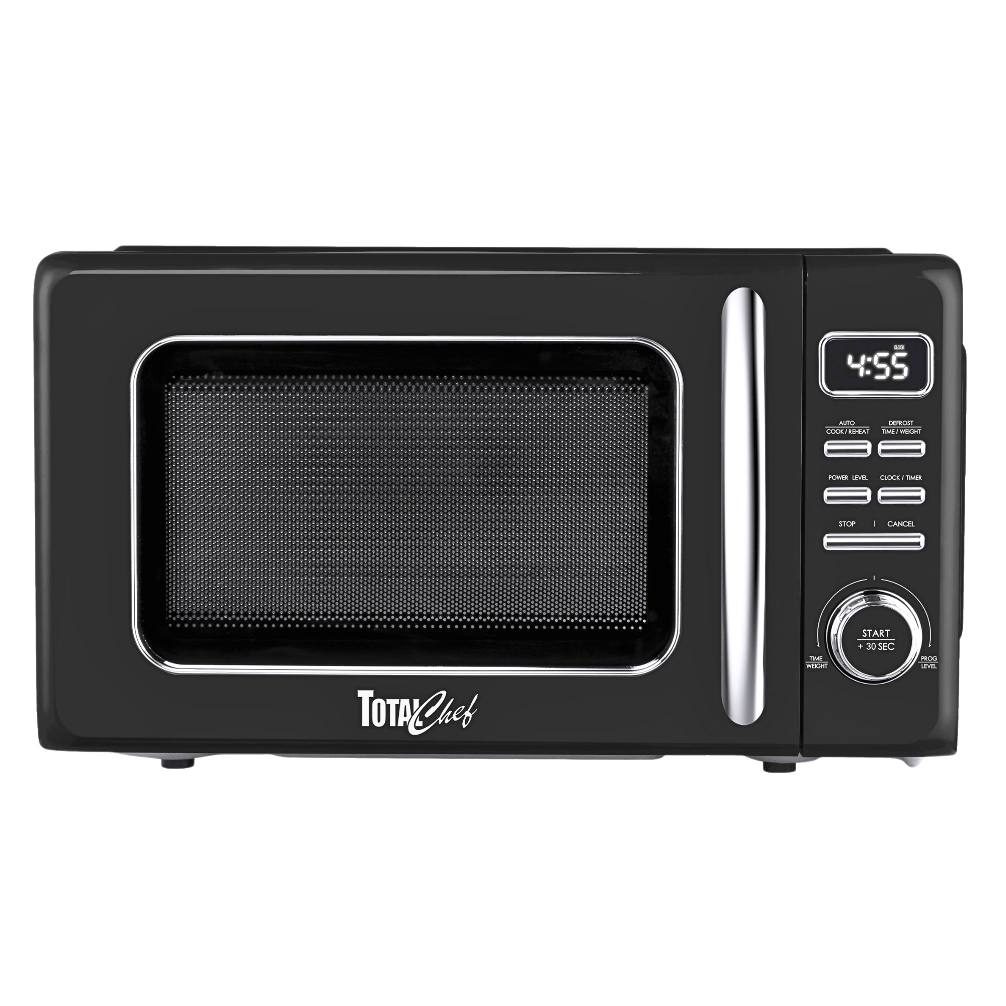 Total Chef Retro Countertop Microwave Oven 25 L– LED Display, Quick-Start, Weight/Time Defrost, 7 Auto Cook & 10 Reheat Presets, Black