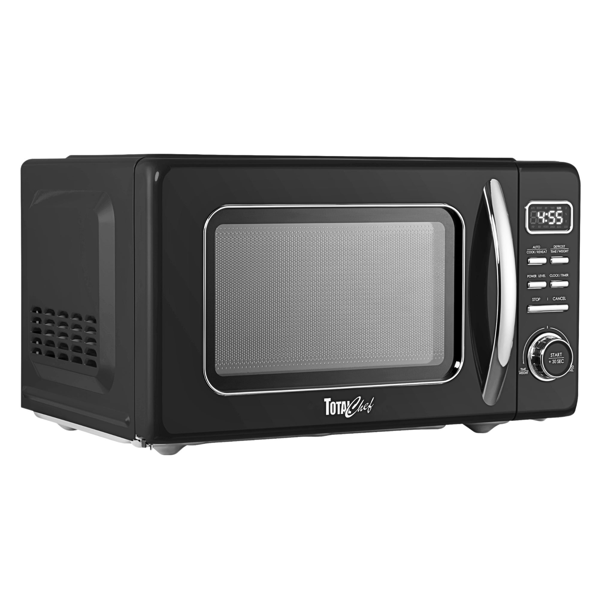 Total Chef Retro Countertop Microwave Oven 25 L– LED Display, Quick-Start, Weight/Time Defrost, 7 Auto Cook & 10 Reheat Presets, Black