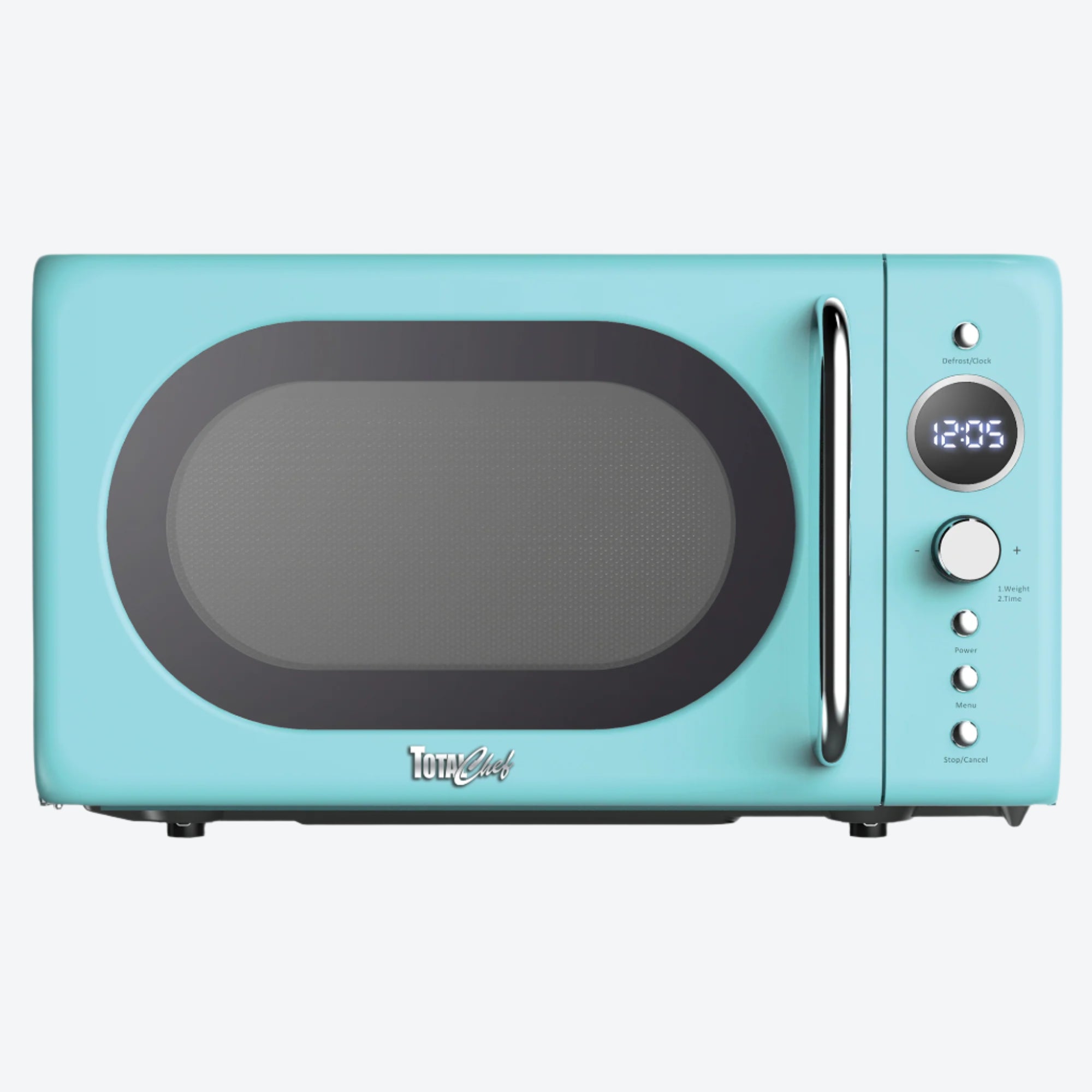Total Chef Retro Microwave Oven, 20L Capacity, 700W Power, 8 Pre-Set Cooking Modes for Coffee, Rice, Pasta, Potato, Reheat, Fish, Pizza, Popcorn, Blue