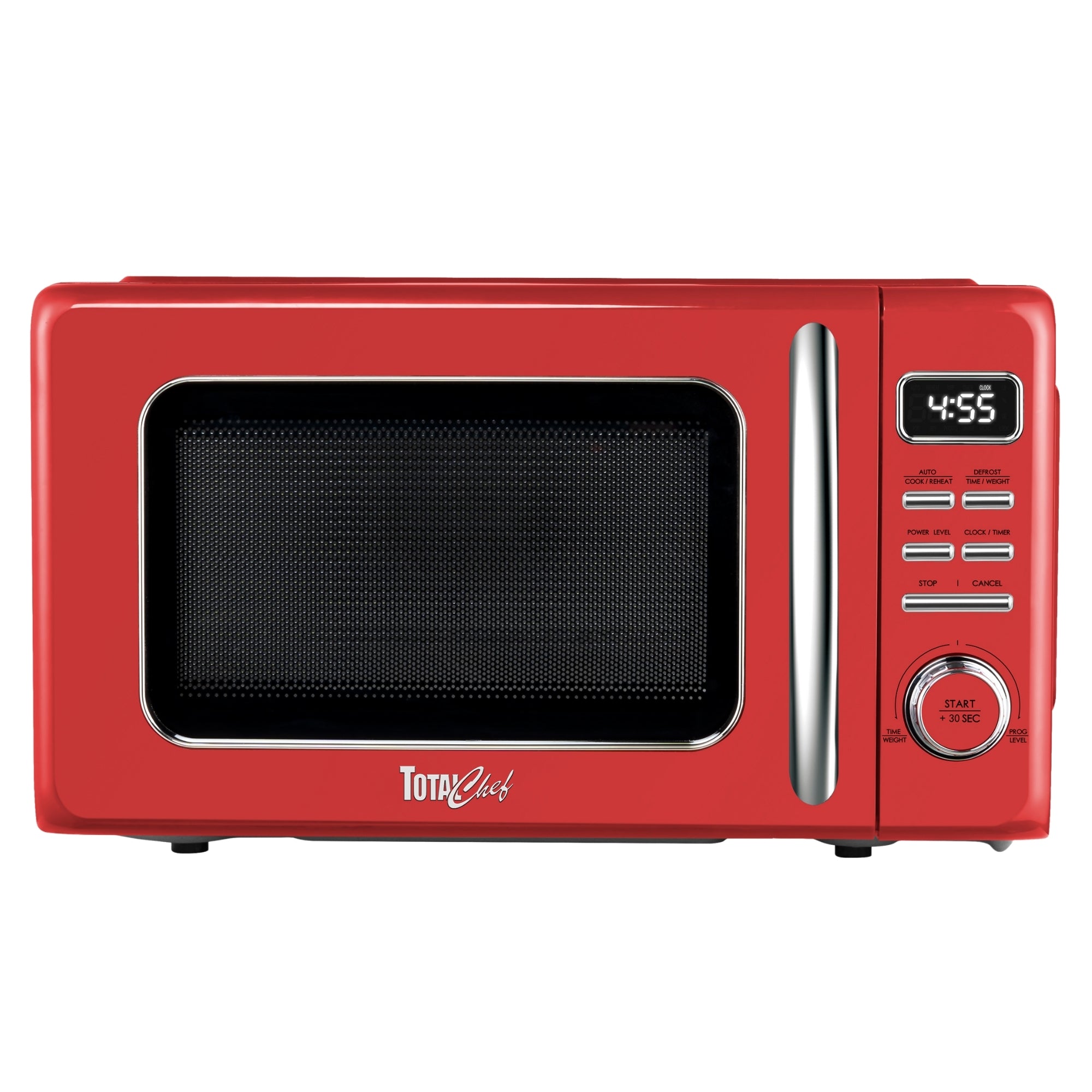 Total Chef Retro Countertop Microwave Oven 25 L – LED Display, Quick-Start, Weight/Time Defrost, 7 Auto Cook & 10 Reheat Presets, Red