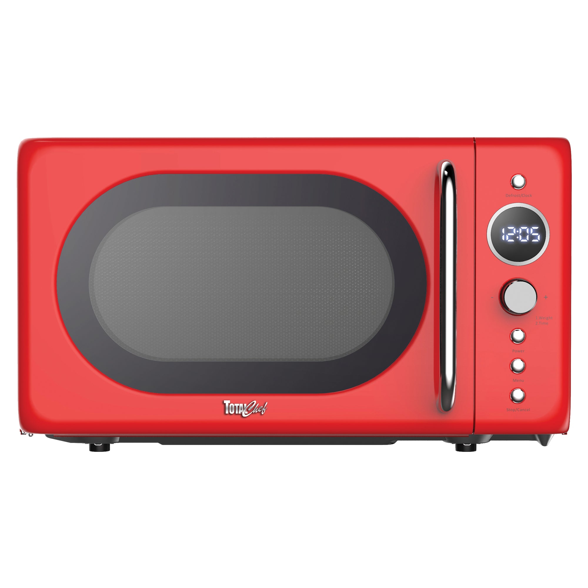 Total Chef Retro Microwave Oven, 20L Capacity, 700W Power, 8 Pre-Set Cooking Modes for Coffee, Rice, Pasta, Potato, Reheat, Fish, Pizza, Popcorn, Red