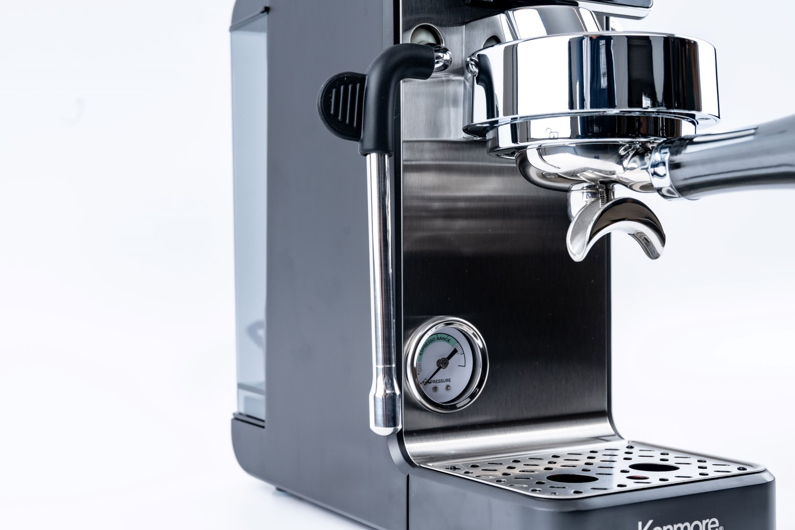 Kenmore Dualis Espresso Machine + Grinder, Dual Thermoblock Simultaneous Brew & Steam, Italian ULKA Pump, PID Temperature Control, 58mm Portafilter, Steam Wand, 1.2L Tank,
