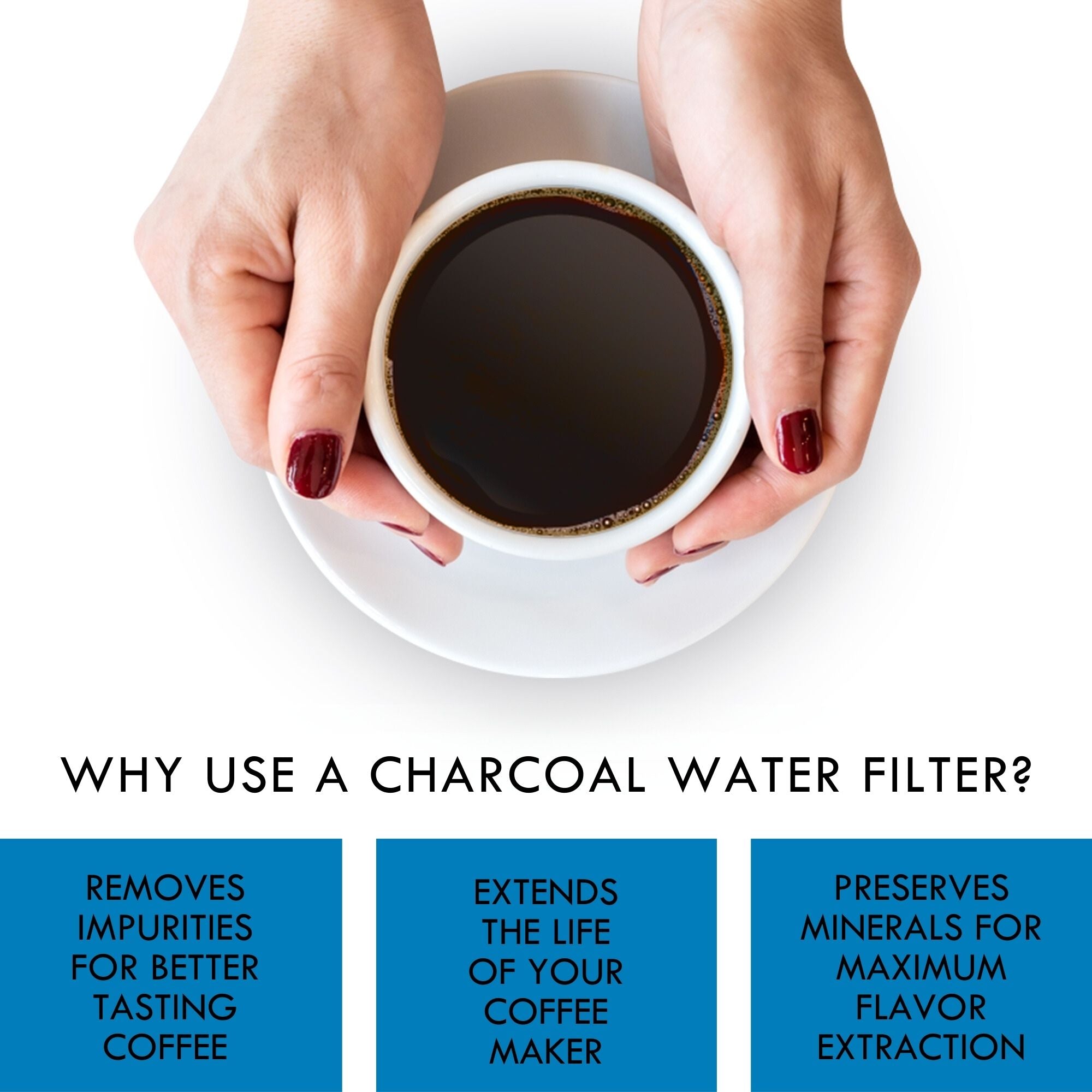 Koolatron Universal Fit Charcoal Water Filters for Coffee Makers, 12 Pack, Replacement Cartridges for Drip Coffeemaker, Activated Charcoal Filtration, Compatible with Most Brands