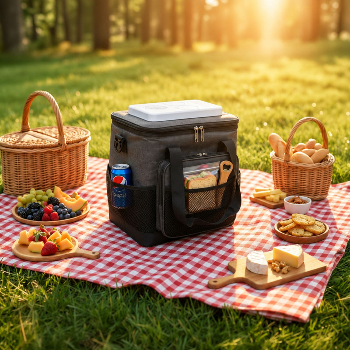 Koolatron 12V Electric Cool Bag 13L Portable Car Fridge, Thermoelectric Soft Cool Box with Adjustable Strap, Foldable Iceless Cool Bag for Car, Caravan & Camping Travel