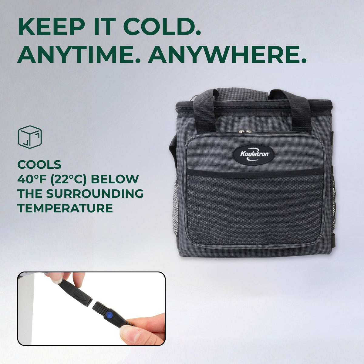 Koolatron 12V Electric Cool Bag 13L Portable Car Fridge, Thermoelectric Soft Cool Box with Adjustable Strap, Foldable Iceless Cool Bag for Car, Caravan & Camping Travel