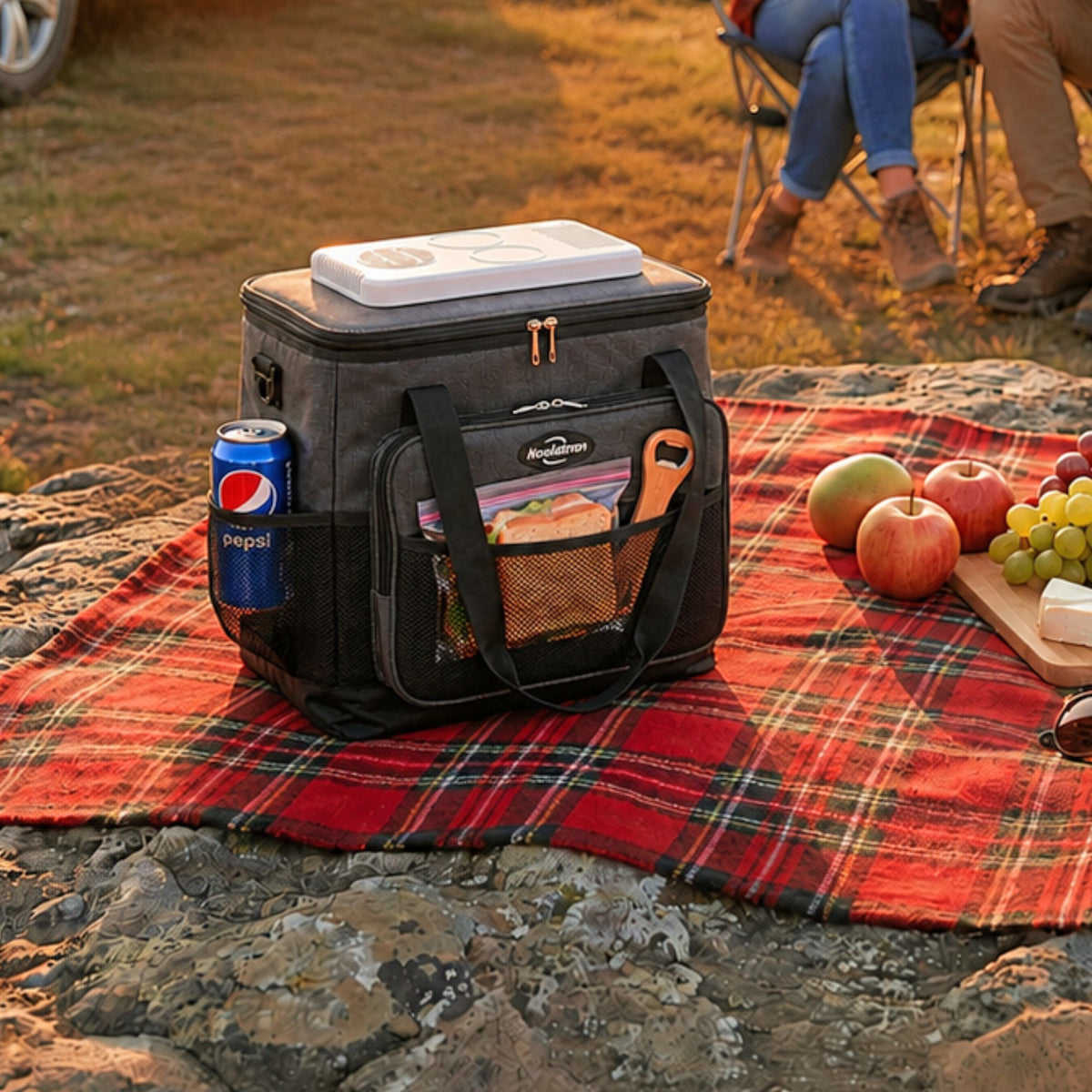 Koolatron 12V Electric Cooler Bag 25L Portable Car Fridge, Thermoelectric Soft Cooler with Adjustable Strap, Foldable Iceless Cooler Bag for Car, Camping, Travel
