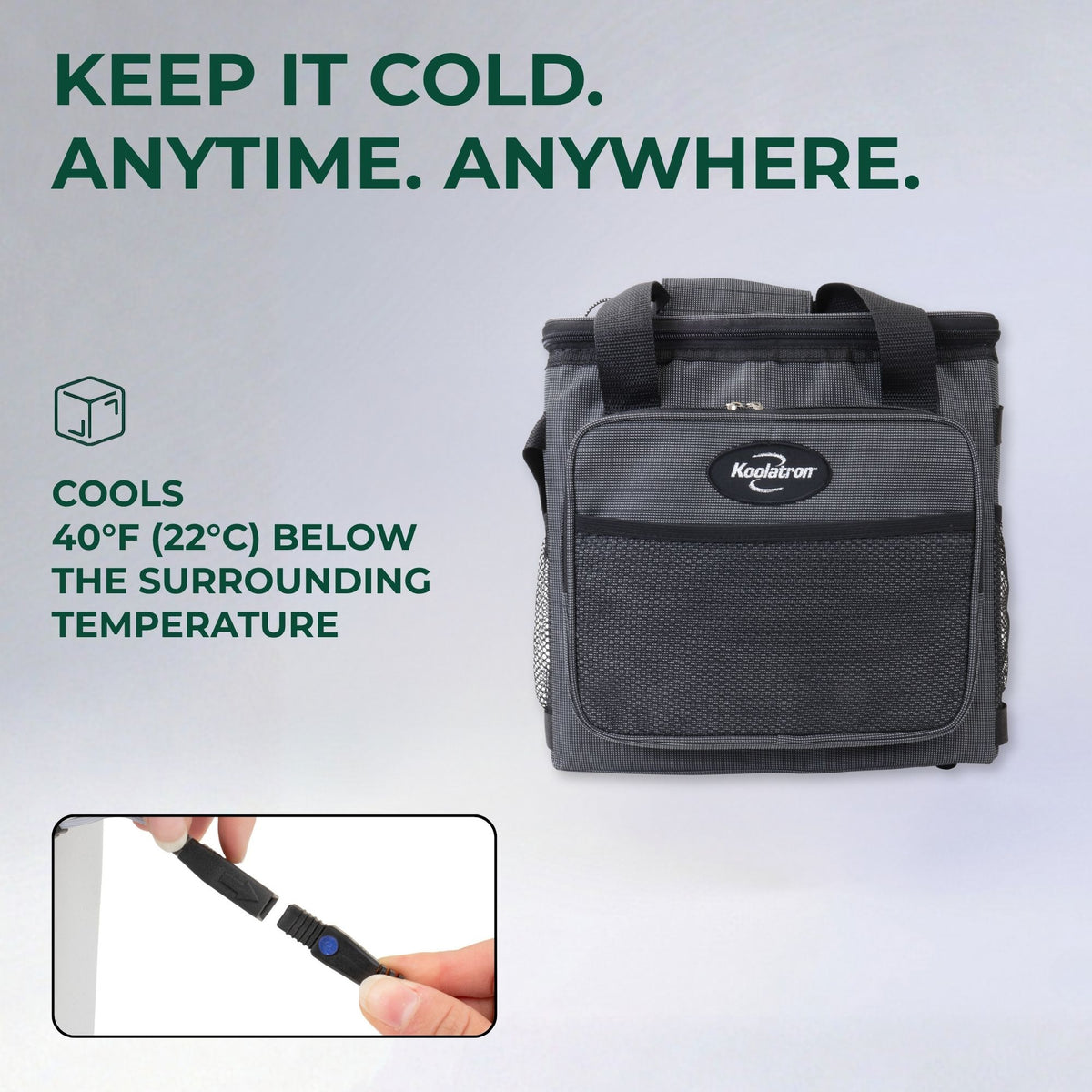 Koolatron 12V Electric Cooler Bag 25L Portable Car Fridge, Thermoelectric Soft Cooler with Adjustable Strap, Foldable Iceless Cooler Bag for Car, Camping, Travel