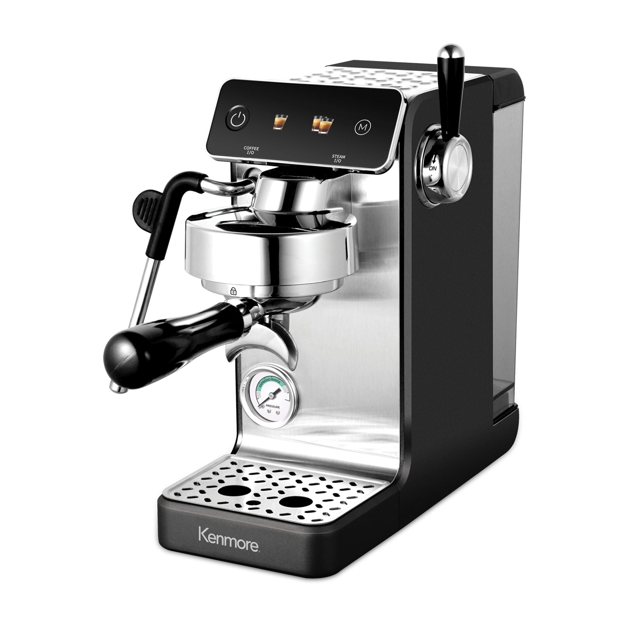 Kenmore Dualis Espresso Machine, Dual Thermoblock Simultaneous Brew & Steam, Italian ULKA Pump, PID Temperature Control, 58mm Portafilter, Steam Wand, 1.2L Tank, B