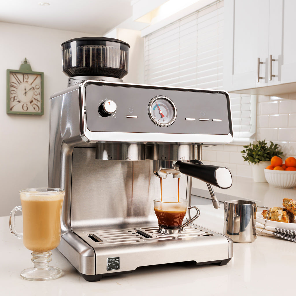 Kenmore Elite SelfTamping Espresso Machine With Grinder 15 Bar Pump
