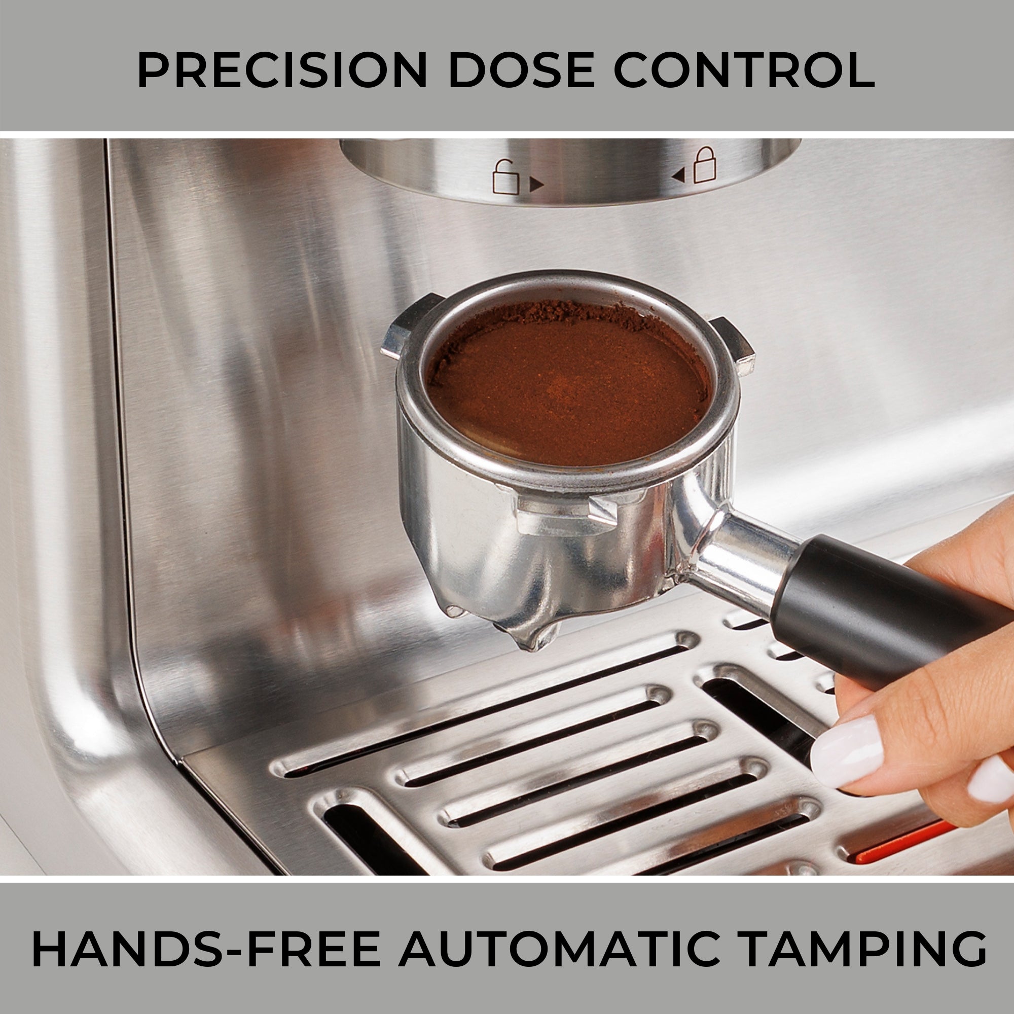 Kenmore Elite Auto-Tamping Espresso Machine With Grinder | Semi-Automatic Coffee Maker | 15 Bar Italian Pump, Stainless Steel