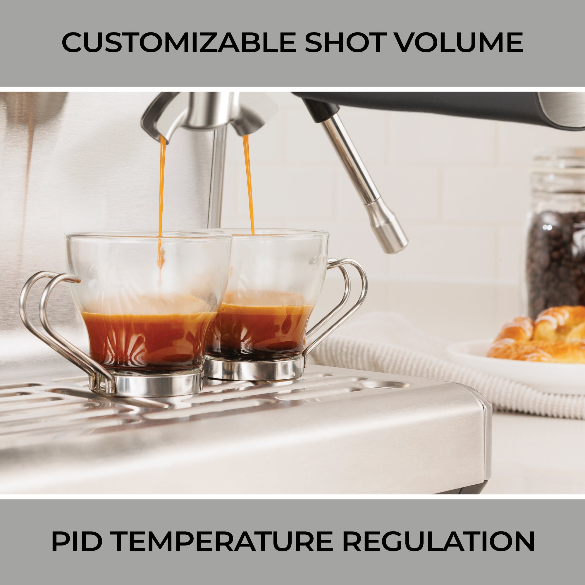 Kenmore Elite Auto-Tamping Espresso Machine With Grinder | Semi-Automatic Coffee Maker | 15 Bar Italian Pump, Stainless Steel