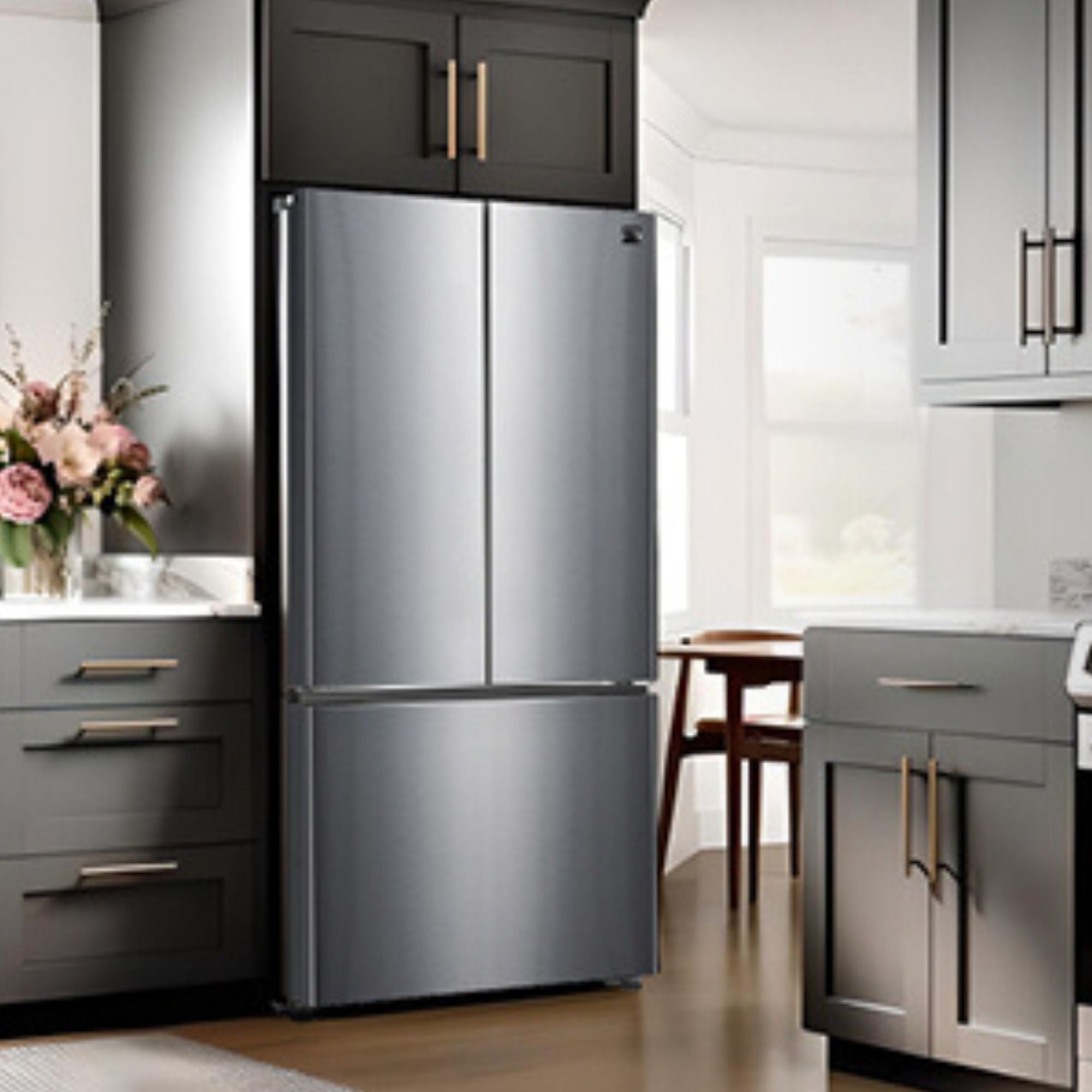 Kenmore 510 L French Door Refrigerator, Stainless Steel, Adjustable Glass Shelves, Quiet Energy-Efficient Inverter Compressor, Frost-Free Freezer, Energy Star Certified