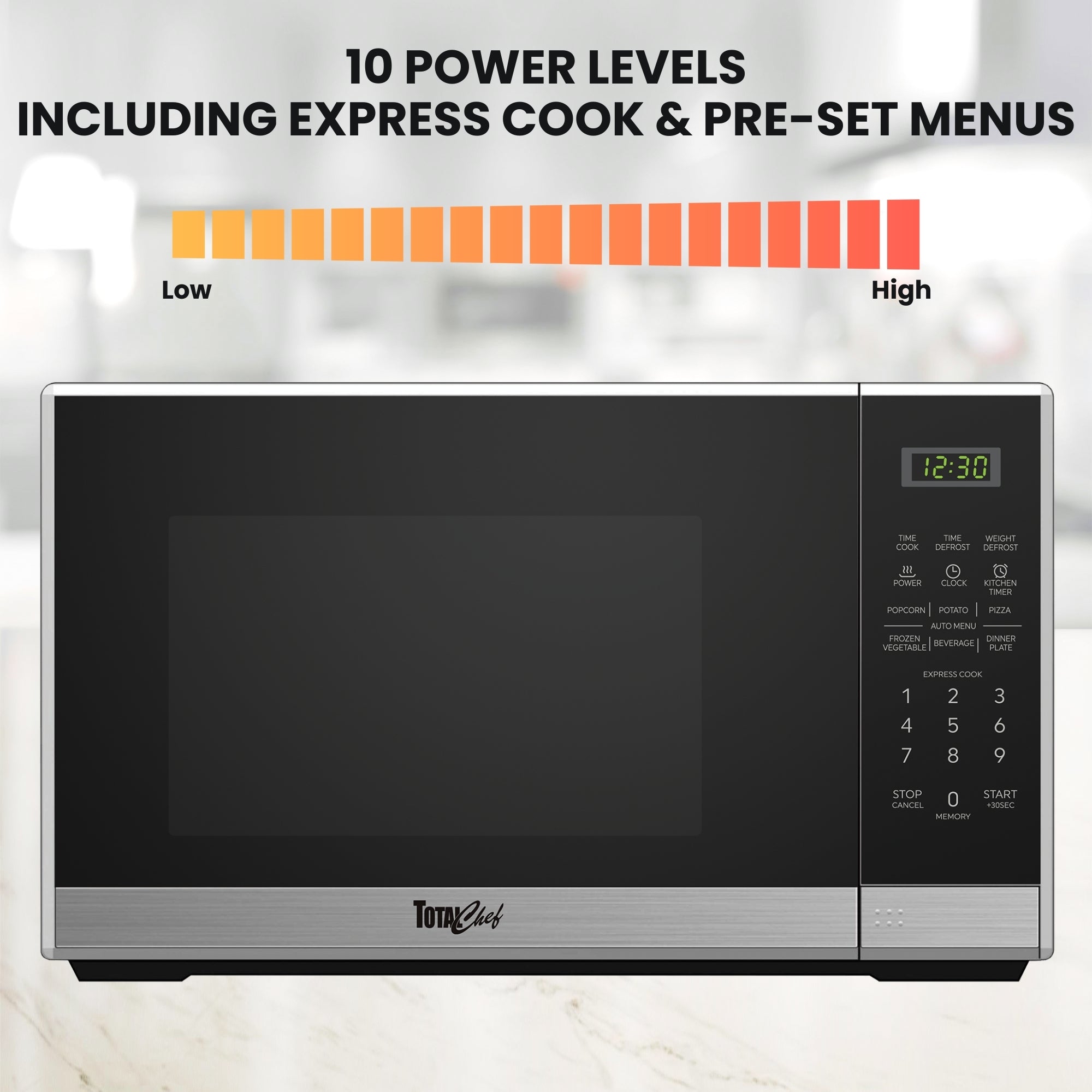 Total Chef 1100W Microwave Oven 34L Black