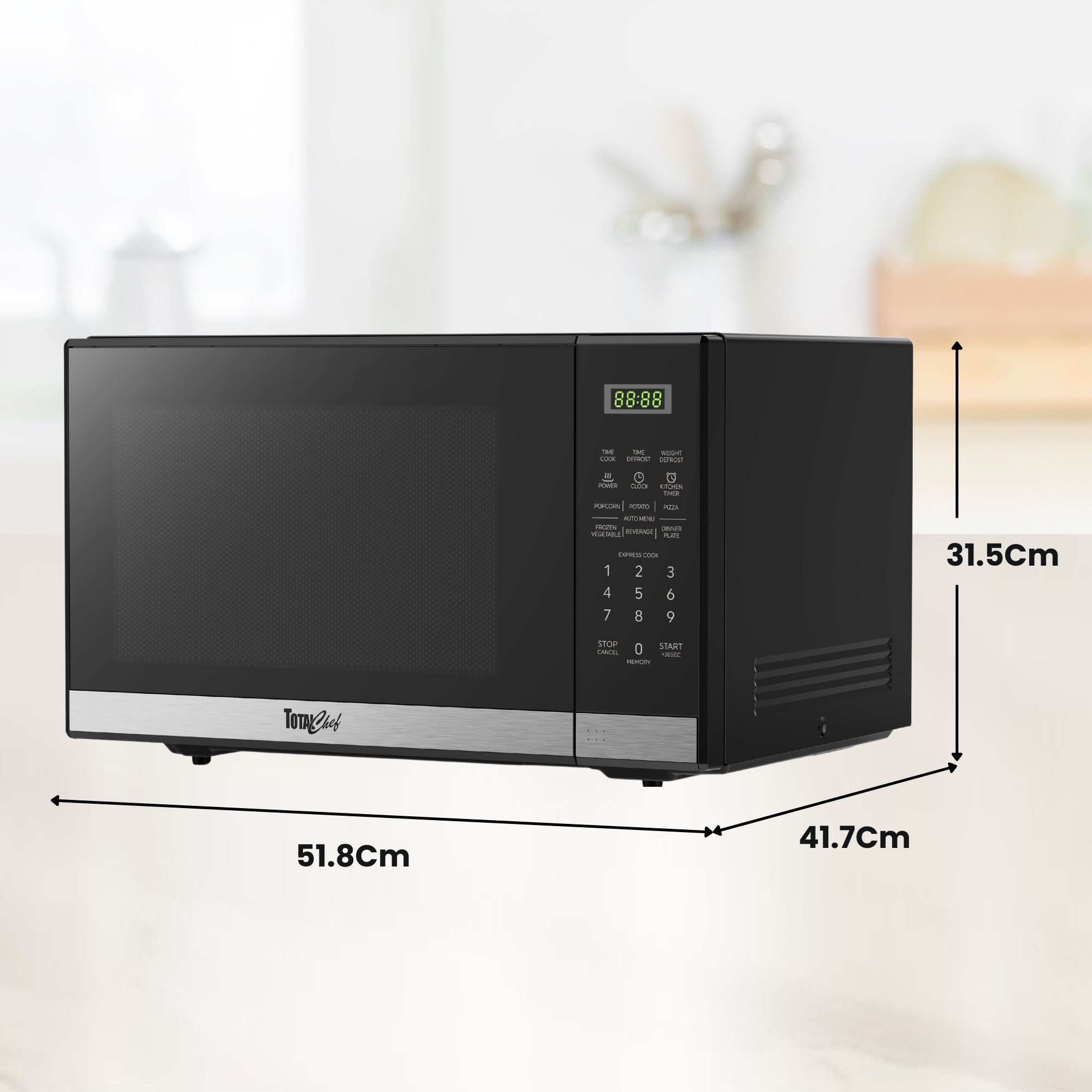 Total Chef 1100W Microwave Oven 34L Black