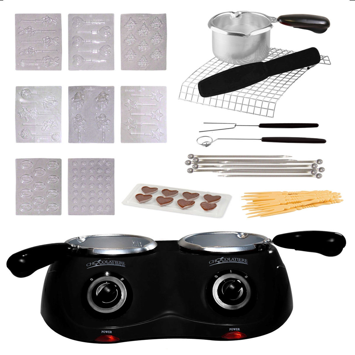 Total Chef Chocolatiere Dual Fondue Pot | Candy-Maker | Black