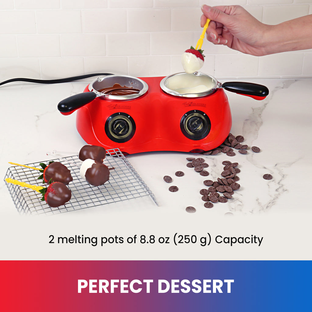 Total Chef Chocolatiere Dual Fondue Pot | Candy-Maker | Red